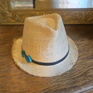 Beige Fedora with Blue Accents